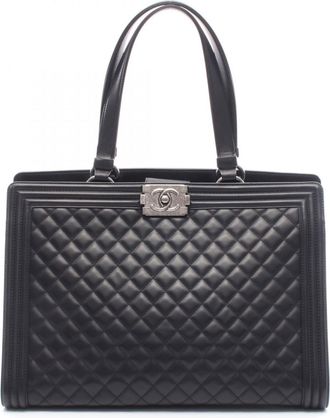 Chanel Black Leather Tote Bag (Pre-Owned)