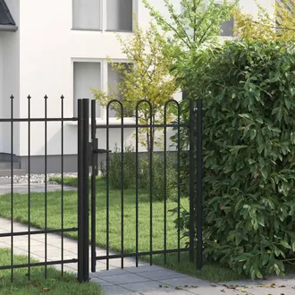 vidaXL Cancela De Valla Con Una Puerta Y Arcos Acero Negro 1x1,2 M Vidaxl