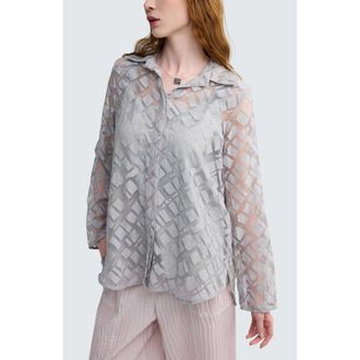Luukaa D'Celli Maren Batik-Effect Tunic Shirt in Ash Grey at Nordstrom, Size 18