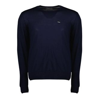 Prada Round-neck Knitwear, male, Blue, Size: XL Round-neck Knitwear