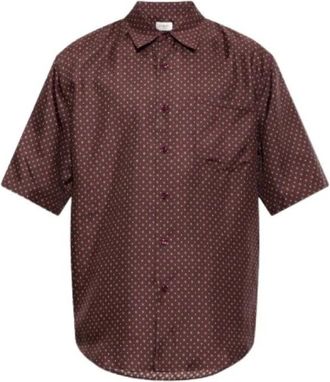 Saint Laurent Boxy Shirt met Opgezette Zak - Heren - Korte mouwen Overhemden - Rood - M - Overhemden