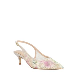 Dune London Womens Ladies Chamomile - Floral Sling-Back Kitten Heels - Multicolour Fabric - Size UK 3