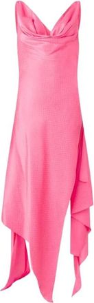 Roberto Cavalli Zijden Asymmetrische Slangenprint Jurk - Dames - Casual kleedjes - Roze - L - Kleedjes