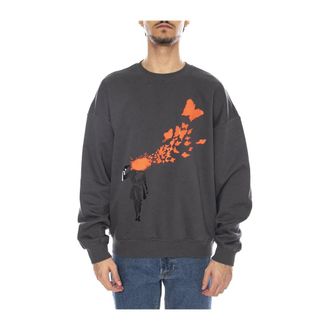 Only & Sons Felpa Banksy Vintage Girocollo Butterfly Shot - Heren - Sweatshirts - Grijs - S - Hoodies & sweatvesten