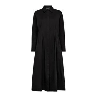 Co'Couture Kleedjes, Dames, Zwart, S, Katoen, Poppycc Overhemdjurk Lange Jurk Zwart