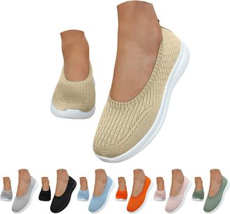 Generic Slip on Shoes Women Slip on Trainers Women Breathable Mesh Walking Sneakers Comfortable Arch Support Orthopedic Shoes Wide Fit Wedge Trainer Soft Runn