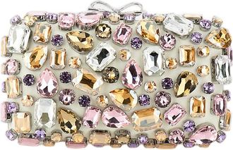 Self Portrait Rectangular Crystal-adorned Clutch Bag with Silver Chain Strap