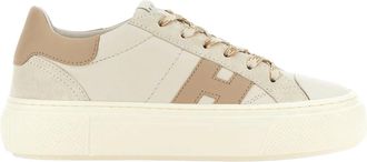 Hogan Ivory Taupe H705 Allacciato H Leather Lace-Up