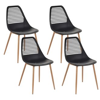 Beliani Beliani - Conjunto De 4 Sillas De Comedor Modernas Minimalistas Sin Reposabrazos Asiento De Pl&aacute;stico Negro Montello