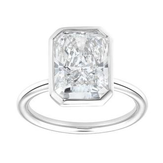 LuvMyJewelry Nerina 14K Gold Radiant Bezel Lab Grown Diamond Solitaire Engagement Ring - 5 Cts in 14K White Gold at Nordstrom, Size 5.5