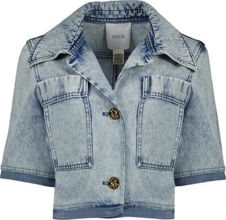 Patou Kortmouw Cropped Jasje - Dames - Spijkerjassen - Blauw - M - Katoen - Jassen
