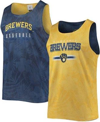 Foco Mens FOCO Navy/Gold Milwaukee Brewers Floral Reversible Mesh Tank Top at Nordstrom, Size Small
