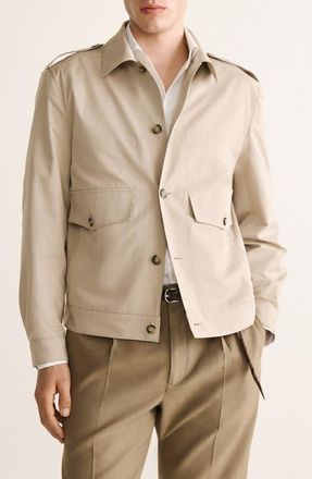 Mango Cotton & Silk Jacket in Beige at Nordstrom, Size X-Large