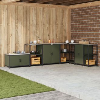 Berkfield Home Kitchen Storage Cabinet with Shelf with Storage with Door Olive green Steel