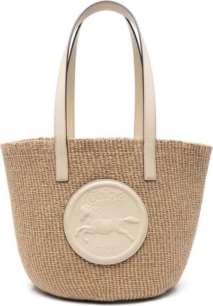 Chlo&eacute; Borsa tote Horse Medal grande - Toni neutri