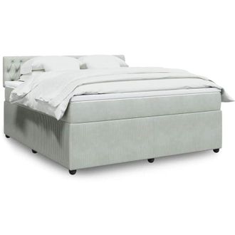 vidaXL Vidaxl - Cama Box Spring Con Colch&oacute;n Terciopelo Gris Claro 180x200 Cm