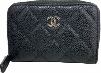 Chanel Black Grained Calfskin Coin Purse/Coin Case (Pre-Owned)