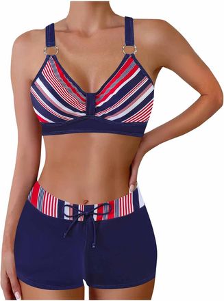Generic Womens Bikini Sets Sexy Swimwear Two Piece Swimsuit High Waisted Bottom Tankinis Boyshorts Ladies Bathing Suit Strappy Bikini Top Tummy Control Swimmi