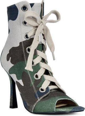 Azalea Wang Rooftop Peep Toe Bootie in Camo at Nordstrom, Size 6.5