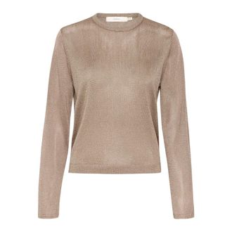 Inwear Goud Glitter Gebreide Trui - Dames - Ronde hals truien - Geel - L - Truien & Vesten