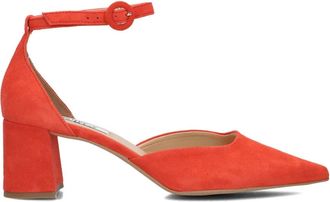 Notre-V Schoenen, Dames, Rood, 37 EU, Leer, Elegante Sandalen met Blokhak