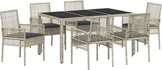 vidaXL Vidaxl - Conjunto De Comedor De Jard&iacute;n 7 Pcs Gris Claro Polirat&aacute;n