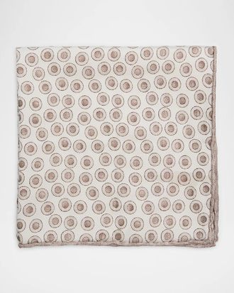 Brunello Cucinelli Men & apos;s Polka Dot Silk Pocket Square