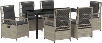 vidaXL Vidaxl - Garden Dining Set 7 pcs Light Grey Poly Rattan