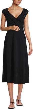 Lands End Cotton Modal Off the Shoulder Wrap Midi Dress in Black at Nordstrom, Size X-Large P