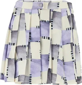 Emporio Armani Check print satin skorts Woman 40