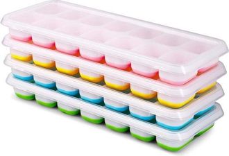 OEM Bandeja Para Cubitos De Hielo, Juego De 4 Bandejas Para Cubitos De Hielo Con Tapa, Bandeja De Silicona Para Cubitos De Hielo De 14 Compartimentos