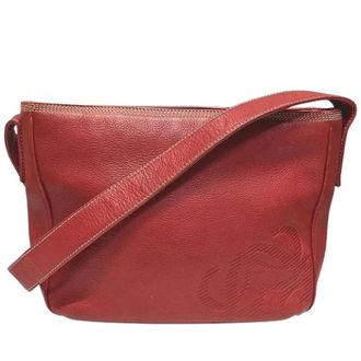 Loewe Pre-owned Shoulder Bags, female, Red, Size: ONE SIZE Pre-owned Anagram Leather Shoulder Bag