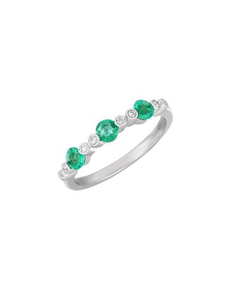 Bony Levy El Mar 18K 0.68 Ct. Tw. Diamond & 5 Emerald Stackable Ring