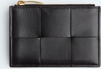 Bottega Veneta Cassette Zippered Card Case - Black - Woman - 50% Lambskin & 50% Calfskin