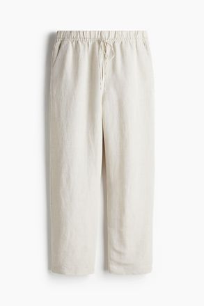 H&M Kordelzughose aus Leinenmix - Hellbeige