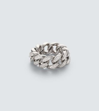 Shay Jewelry Flat Link 18kt white gold ring with diamonds