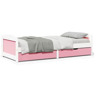 Berkfield Home Day Bed with 2 Drawers without Mattress IRUN White&Pink 90x200 cm in Pink