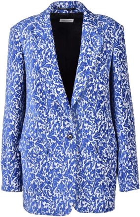 Dries Van Noten Fluwelen Jas met Knoopsluiting - Dames - Blazers - Blauw - XL - Katoen - Jassen