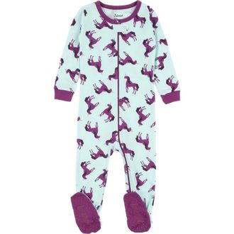 Leveret Footed Cotton Matching Family Pajamas, Whimsy & Fantasy Prints in Unicorn Purple at Nordstrom, Size 18-24M