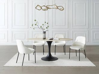 Vente-Unique Dining Table for 8 People In Ceramic & Black Metal - Beige