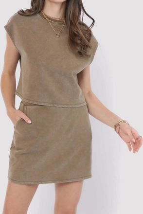 Sadie & Sage Little Games Washed Terry Knit Top In Washed Taupe