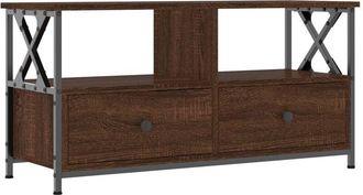 vidaXL Vidaxl - Mueble tv hierro y madera contrachapada roble marrón 90x33x45cm