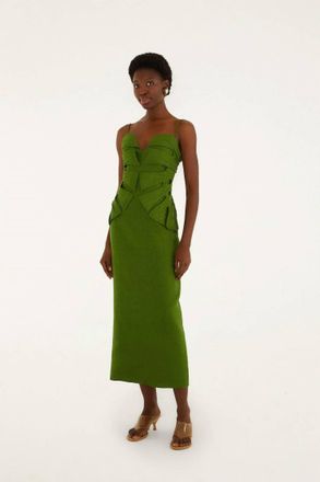 Farm Rio Monstera Leaf Sleeveless Maxi Dress In Green