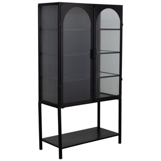 Wanderlust Deco Vitrina de metal lac negro de 2 puertas 88x44x160