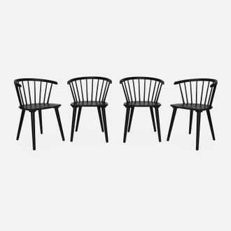 Sweeek Sweeek - Silla De Bar De Madera Y Contrachapado, Set De 4, Paula, Negro, 53x47.5x76 Cm