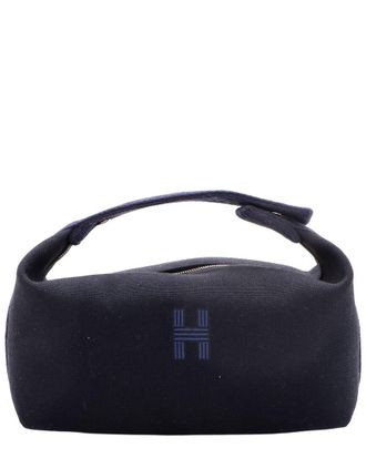 Herm&egrave;s Black Toile Bride-A-Brac Travel Case Pm (Authentic Pre-Loved)