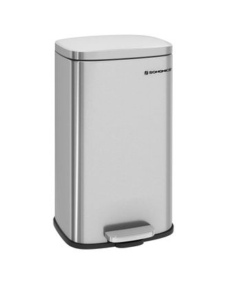 Songmics Cubo de basura de 30 l con pedal de color plata