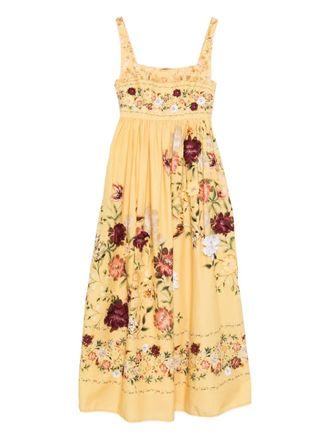 Agua Bendita Barbara Paramo strappy floral dress - women - Cotton - M - Yellow