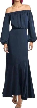 Sachin & Babi Kai Satin Crepe Off Shoulder Dress In Indigo