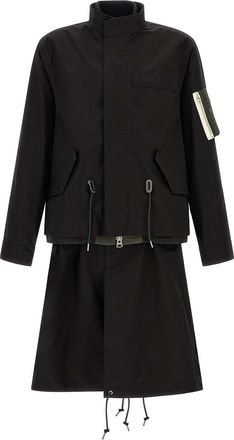 sacai nylon twill x rip stop coat
